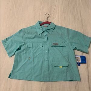 Columbia PFG Open Water Short Sleevw Shirt in Aqua